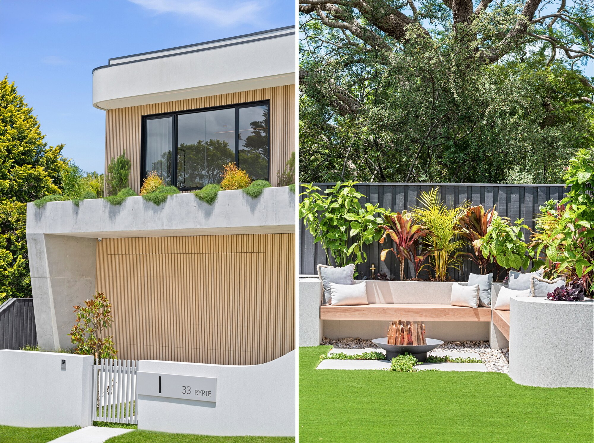 Raised garden beds and outdoor seating landscaped by NS Landscapes